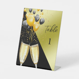 Champagne & Balloons 40. Geburtstagsfeier Tischnum Sockelschild