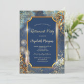 Champagne Balloons Retro-Gold-Frame-Rente Einladung (Stehend Vorderseite)