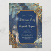 Champagne Balloons Retro-Gold-Frame-Rente Einladung (Vorne/Hinten)