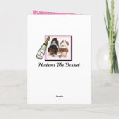 Champagne & Basset Hound auf der sonnigen Geburtst Karte (Rückseite)