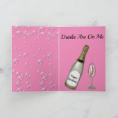 Champagne & Basset Hound auf der sonnigen Geburtst Karte (Innenseite)