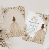 Champagne Beige Cream Floral Princess Quinceañera Einladung