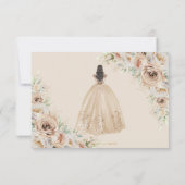 Champagne Beige Cream Floral Princess Quinceañera RSVP Karte (Rückseite)