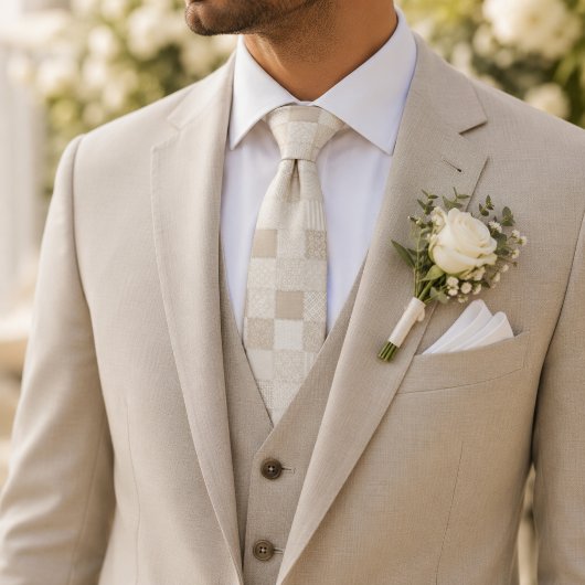 Champagne Beige Patchwork Krawatte