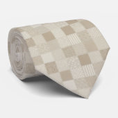 Champagne Beige Patchwork Krawatte (Gerollt)