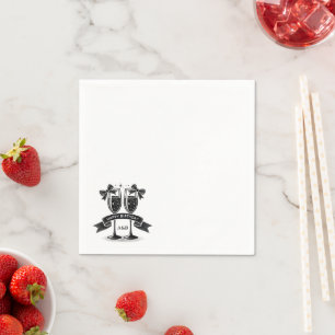 Champagne Birthday Bow Initials Serviette