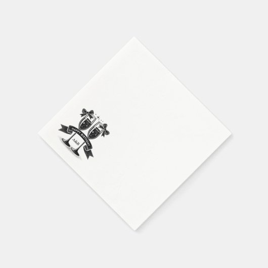 Champagne Birthday Bow Initials Serviette (Ecke)