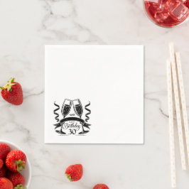 Champagne Birthday Bow Serviette