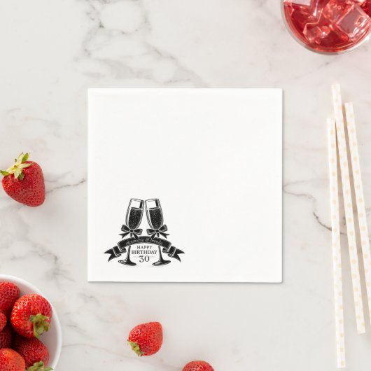 Champagne Birthday Bow Serviette (Beispiel)