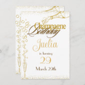 Champagne Birthday Einladung (Vorne/Hinten)