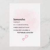 Champagne Birthday Party Foil Einladung (Rückseite)