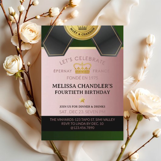 Champagne Birthday, Sip Sip Hooray, Surprise Einladung