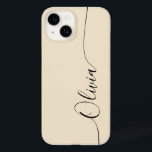 Champagne Black Elegant Calligrafy Script Name Case-Mate iPhone 14 Hülle<br><div class="desc">Champagne Black Elegant Kalligrafie Script Custom Personalisiert Name iPhone 14 Smart Phone Cases bietet ein modernes und trendige,  einfache und stilvolle Design mit Ihrem personalisierten Namen in eleganter handgeschriebener Kalligraphie Skript Typografie auf einem Champagner Hintergrund. Entworfen von ©Evco Studio www.zazzle.com/store/evcostudio</div>