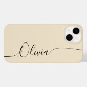 Champagne Black Elegant Calligrafy Script Name Case-Mate iPhone Hülle (Rückseite (Horizontal))