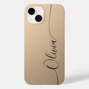 Champagne Black Elegant Calligrafy Script Name Case-Mate iPhone 14 Hülle