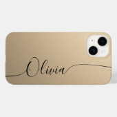 Champagne Black Elegant Calligrafy Script Name Case-Mate iPhone Hülle (Rückseite (Horizontal))
