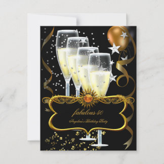 Champagne Black Gold Balloons Geburtstagsparty Einladung