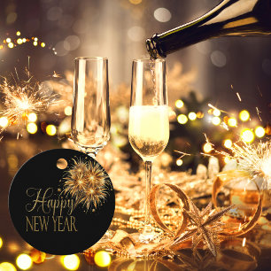 Champagne Black & Gold Silvester Party Geschenkanhänger