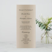 Champagne Black Script Wedding Program Card Menükarte (Stehend Vorderseite)
