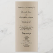 Champagne Black Script Wedding Program Card Menükarte (Vorderseite)