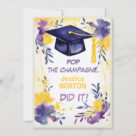 🎓Champagne Blooms Abschlussfeier Einladung