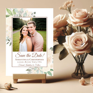 Champagne-Blush-Boho-Blumen-Hochzeitsfoto Save The Date