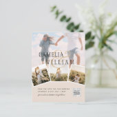 Champagne Blush FOTO Save the Date QRcode Website Postkarte (Stehend Vorderseite)