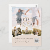 Champagne Blush FOTO Save the Date QRcode Website Postkarte (Vorne/Hinten)