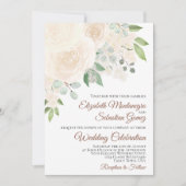 Champagne Blush Peach Floral Elegant Boho Hochzeit Einladung (Vorderseite)