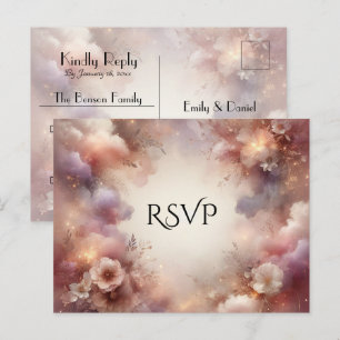 Champagne-Blush-Stardust-Garten-Hochzeit-RSVP Einladungspostkarte
