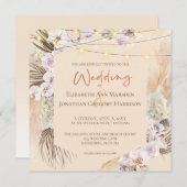 Champagne Blush & Terracotta Pampas Grass Floral Einladung (Vorne/Hinten)