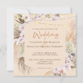 Champagne Blush & Terracotta Pampas Grass Floral Einladung (Vorderseite)