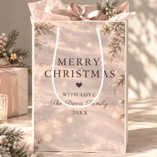 Champagne-Blush-Winter-Botanik-Frohe Weihnachten Mittlere Geschenktüte