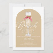 Champagne Boho Arch Brunch & Bubbly Brautparty Einladung (Vorderseite)