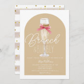 Champagne Boho Arch Brunch & Bubbly Brautparty Einladung (Vorne/Hinten)