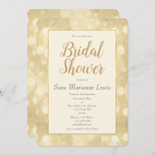 Champagne Bokeh Bridal Dusche Einladung (Vorne/Hinten)
