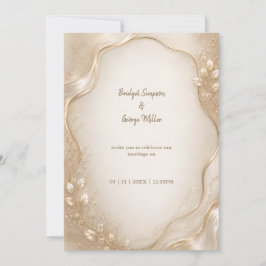 Champagne Botanische metallische Wellenhochzeit Einladung
