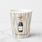 Champagne Bottle Happy New Year Silver Gold Pappbecher (Vorderseite)