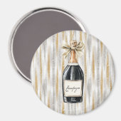 Champagne Bottle Happy New Year's Eve Silver Gold Magnet (Vorderseite/Rückseite)