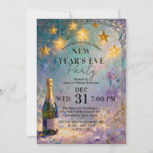 Champagne Bottle Oil Painting New Year's Eve Party Einladung (Vorderseite)