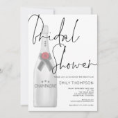 Champagne Bottle Stilvolles Script-Brautparty Einladung (Vorderseite)