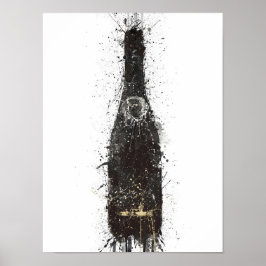 Champagne Bottle Wall Art Print 'Black Fizz' Poster