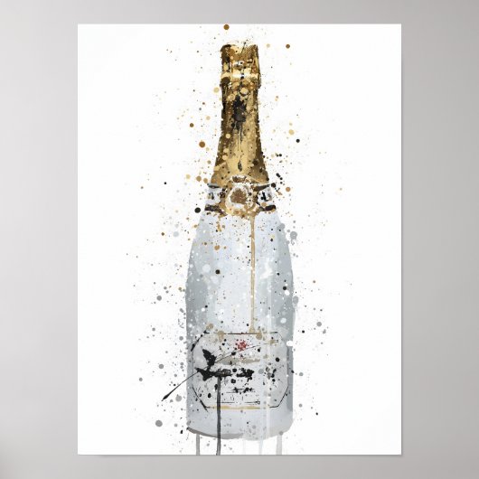 Champagne Bottle Wall Art Print 'Blanc' Poster (Vorne)