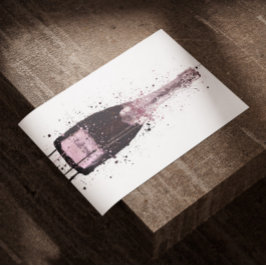 Champagne Bottle Wall Art Print 'Cosmic Rose' Poster