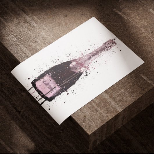 Champagne Bottle Wall Art Print 'Cosmic Rose' Poster