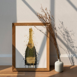 Champagne Bottle Wall Art Print 'Fool's Gold' Poster