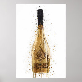 Champagne Bottle Wall Art Print 'Midas' Poster