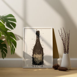 Champagne Bottle Wall Art Print 'Vanta' Poster