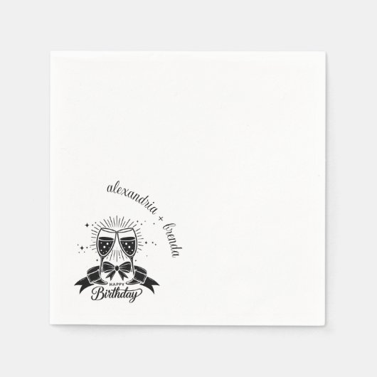 Champagne Bow Birthday Serviette (Vorderseite)