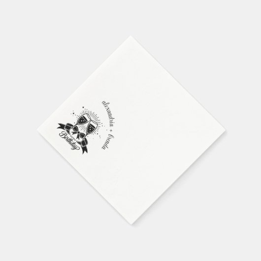 Champagne Bow Birthday Serviette (Ecke)